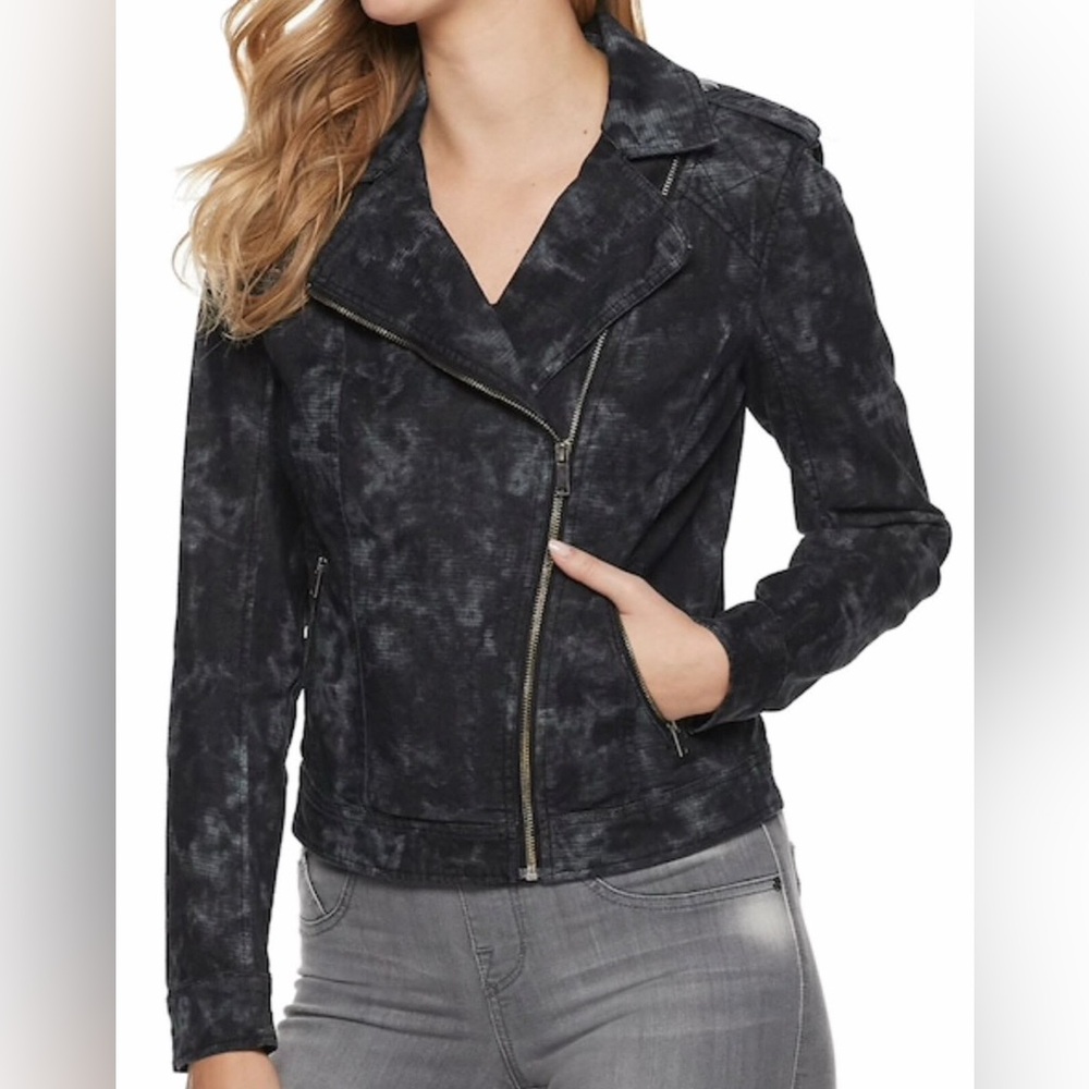Black Tie Dye Moto Jacket